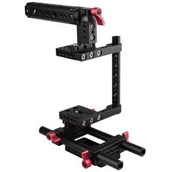 CAMVATE Camera Cage Rig Top Handle Tripod Mount Plate for Canon Nikon Sony Panasonnic(Red)