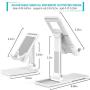 Cell Phone Stand Holder, Foldable Desktop Phone Stand, Extensiable Anti-Slip Base and Height Angle Adjustable Desk Phone Holder for iPad, Kindle, Mobile Phone, Tablet and Switch