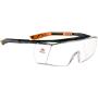 NoCry Over-Glasses Safety Glasses - with Clear Anti-Scratch Wraparound Lenses, Adjustable Arms, Side Shields, UV400 Protection, ANSI Z87 & OSHA Certified (Black & Orange)