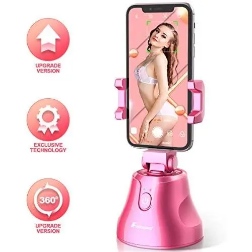 【Upgrade】 Foxnovo Selfie Stick 360°Rotation Auto Face Object Tracking Smart Shooting Camera Phone Mount, Vlog Shooting Smartphone Mount Holder with All iPhone and Android Phone (Pink) 【Upgrade】 Foxnovo Selfie Stick 360°Rotation Auto Face Object Tracking Smart Shooting Camera Phone Mount, Vlog Shooting Smartphone Mount Holder with All iPhone and Android Phone (Pink)