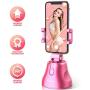 【Upgrade】 Foxnovo Selfie Stick 360°Rotation Auto Face Object Tracking Smart Shooting Camera Phone Mount, Vlog Shooting Smartphone Mount Holder with All iPhone and Android Phone (Pink)