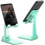 Adjustable Cell Phone Stand, Foldable Portable Phone Holder Cradle Dock for Desk Adjustable Height Angle Phone Holder Desktop iPad Stand, Compatible with Smartphone/iPad/Kindle (Green)