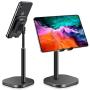 Almiao Cell Phone Stand,elescopic Adjustable Phone Holder Cradle for Desk, Stable Aluminum Metal Desktop Charging Dock Universal Tablet Stand Compatible with Mobile Phone/iPad/Kindle/Tablets (Black)