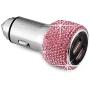 Bling Dual USB Car Charger Quick Charge 3.0 Crystal Car Decorations Fast Charging Adapter Women Cute Car Accessories for iPhone Samsung Galaxy S10/S9/S8/S7/S7 Edge/S6/Edge+ Nexus 6P/5X,LG,Nexus(Pink)