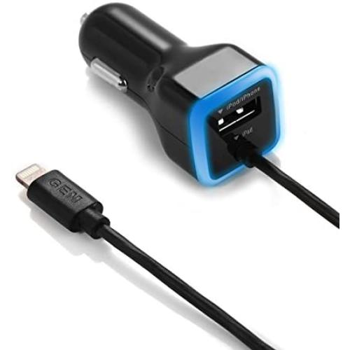 iPhone Car Charger, [Apple MFI Certified] Lighting Car Charger for iPhone X, XR, XS, 8, 8 Plus, 7, 7 Plus 6S / 6S Plus, 6 Plus, SE, 5S, iPad Pro, Air 2, Mini 4 with Extra USB Port