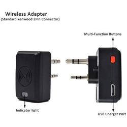 HYS Walkie Talkies Bluetooth Wireless Mic 2 Pin Shoulder Speaker Mic for Baofeng UV-5R 5RA 5RB 5RC Kenwood TK-2400 Retevis RT21 RT22 RT27 Two-Way Radio