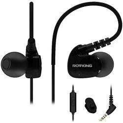 ROVKING Sport Headphones Wired Sweatproof, Over Ear Earbuds for Running Gym Workout Exercise Jogging, Stereo in Ear Earphones w Mic, Noise Isolating Earhook Ear Buds for Cell Phone MP3 Laptop Black