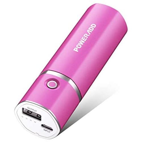 [Upgraded] POWERADD Slim 2 Most Compact 5000mAh External Battery 2.1A Ouput Portable Charger with Smart Charge for iPhones, iPad, Samsung Galaxy, HTC and More (C-Rose Red)