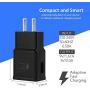 Adaptive Fast Charging Wall Charger with 5-Feet/1.5 Meter Micro USB Cable Kit Set Compatible with Samsung Galaxy S7 / S7 Edge / S6 / S6 Edge / A6 / J7 / J3 / Note 5 [Black]