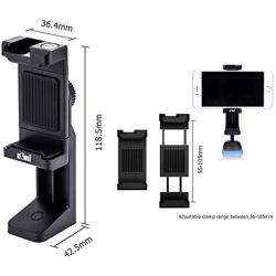 Cell Phone Tripod Mount Adapter Smartphone Tripod Holder Clip Clamp with LED Light & Microphone Shoe Mount and Bubble Level for iPhone/Samsung Galaxy/Moto/Huawei/MI Used on Tripod Monopod and More