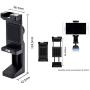 Cell Phone Tripod Mount Adapter Smartphone Tripod Holder Clip Clamp with LED Light & Microphone Shoe Mount and Bubble Level for iPhone/Samsung Galaxy/Moto/Huawei/MI Used on Tripod Monopod and More