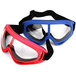 LJDJ Safety Goggles - Pack of 2 - Glasses Adjustable Outdoor Sports Dust-Proof Protection Eyewear Perfect for Foam Game Gun and Blaster (Red + Blue)