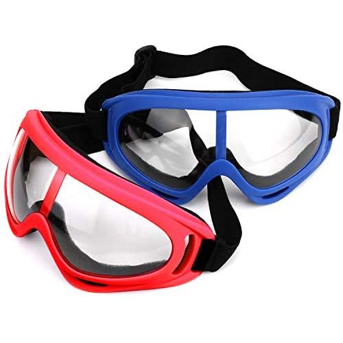 LJDJ Safety Goggles - Pack of 2 - Glasses Adjustable Outdoor Sports Dust-Proof Protection Eyewear Perfect for Foam Game Gun and Blaster (Red + Blue)