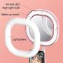 CameCosy Selfie LED Light with Tripod Stand +Foldable Beauty Mirror+Cell Phone Holder, Adjustable Brightness Fill Light for Makeup/Camera Video/YouTube, Compatible with iPhone/Android.-Pink