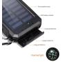 20000mAh Solar Power Bank Solar Charger Waterproof Portable Battery Charger with Compass for iPad iPhone Android Cellphones (Black)