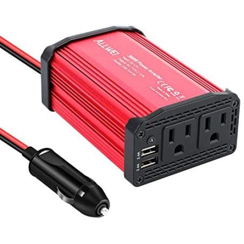 300W Car Power Inverter DC 12V to 110V AC Converter 4.8A Dual USB Charging Ports Car Charger Adapter