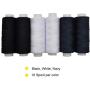 Sewing Thread Basic Sewing Industrial Machine and Hand Stitching 250 Yards Each Spool Polyester 30 Spool Black Navy White 3 Colors