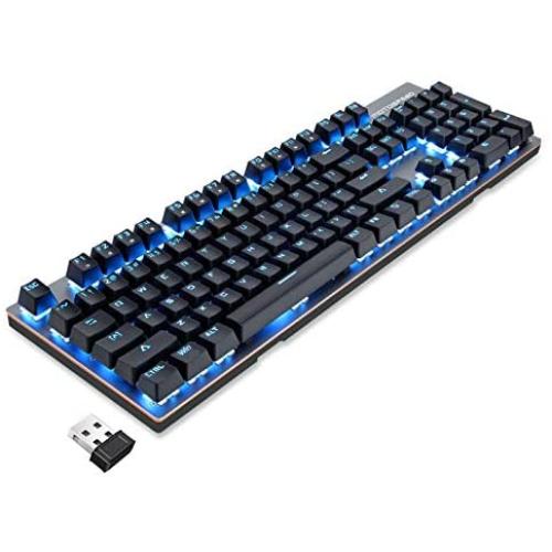 MOTOSPEED 2.4GHz Wireless/USB Wired Mechanical Keyboard 104Keys Led Backlit Blue Switches Gaming Keyboard for Gaming and Typing,Compatible for Mac/PC/Laptop