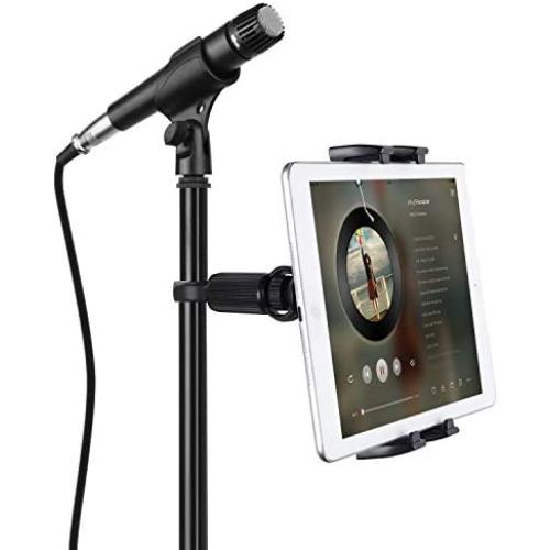 JUBOR Tablet Mounts for Microphone Stands, Microphone Tablet Holder, Mic Music Stand for iPad, iPad Pro, iPad Mini, 2, 3, iPad Air, iPhone Smartphone 4.7-12.9" Tablets