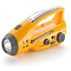 Flexzion Emergency Portable Radio FM AM LED Flashlight w/Solar & Hand Crank Powered, USB Recharging Cell Phone Charger Power Bank, Siren Alarm LED Camping Lantern Hiking Survival Gear Multi-Purpose