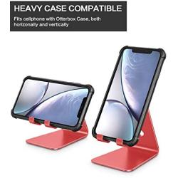 Adjustable Cell Phone Stand, OMOTON Desktop Cell Phone Stand Tablet Stand (Red)