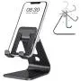 Cell Phone Stand Adjustable, OMOTON Aluminum Desktop Phone Holder Cradle Dock Compatible with All Smartphone iPhone 11 Pro Max Xs Xr X 8 7 6 6s Plus 5 5s 5c, Black