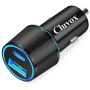 Dual USB Car Charger Adapter, Cluvox 18W Fast Charge Car Charger Compatible for iPhone 11 Pro MAX/XS/XR/8/SE 2020, Google Pixel 4 xl/3a XL, Samsung Galaxy S20/Note 10/Plus Cigarette USB Charger-Black