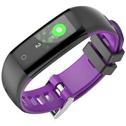 Geber Fitness Tracker HD Screen Activity Record Pedometer Calorie Counter Heart Rate Blood Pressure Sleep Monitor Color Band Smart Bracelet Android iOS Bluetooth Watch for Women Men (Purple)