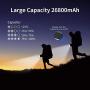 Solar Charger 26800mAh,GRDE Wireless Portable Solar Power Bank Panel Charger with 28 LEDs and 3 USB Output Ports External Backup Battery Huge Capacity Phone Charger for Camping Outdoor for iOS Android
