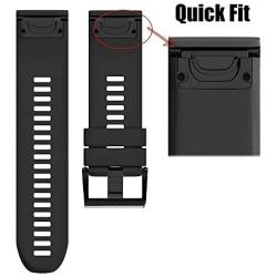 Digit.Tail 26mm Replacement Adjustable Silicone QuickFit Band Sport Bracelet Strap for Garmin Fenix 6X/Fenix 6X Pro, Fenix 5X/Fenix 5X Plus/3 Zafiro HR, Foretrex 601/701, Quatix 3 Smartwatch (Black)