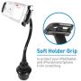 Macally 2 in 1 Phone & Tablet Car Mount for Cup Holder - Adjustable 12” Flexible Gooseneck and 360° Rotating Base - Phone, Tablet, iPad Holder for Car - Fits Devices up to 8” Wide and Most Vehicles