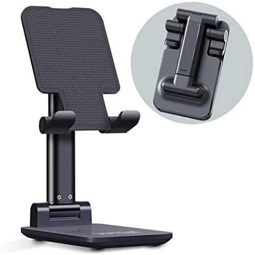 Cell Phone Stand, Adjustable Cell Phone Stand Fully Foldable Stand for Cell Phone Desktop Phone Holder, Compatible with iPhone 11 Pro Xs Max Xr X 8, iPad Mini Kindle, Tablet (Black)