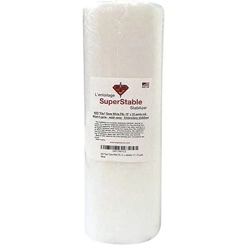 H2O"Eau" Gone White FSL 12 inch x 25 Yard Roll. Wash n Gone - Wash Away - SuperStable Embroidery Stabilizer Backing H2O"Eau" Gone White FSL 12 inch x 25 Yard Roll. Wash n Gone - Wash Away - SuperStable Embroidery Stabilizer Backing