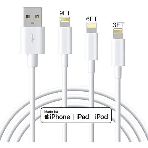 MFi Certified iPhone Charger Cable - Marchpower Lightning Cable 3Pack 3FT 6FT 9FT Extra Long iPhone Cord Fast Charging Cable for iPhone Xs Max XS XR X 8 7 6S 6 Plus SE 5S 5C 5 iPad iPod - White