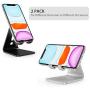 Cell Phone Stand, OMOTON [2 Pack] Phone Holder for Desk, Aluminum Mobile Phone Cradle Dock Compatible with All iPhone and Android Smartphone (Silver&Black)