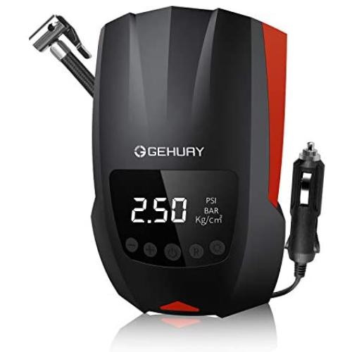 Portable Air Pump for Car - Auto Tire Inflator Tires DC 12 Volt Digital Air Pump with Large LED Backlight Displays Air Tire Compressor for Car, Bicycle, Motorcycle, Basketball - Auto Shut Off