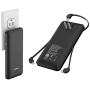 10000 mAh Portable Charger Power Bank Ultra Slim External Battery Pack with Built in AC Plug, Type-c Cable,Micro Cable and Other Cable for Cell Phone