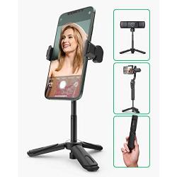 Phone Tripod, BlitzWolf Mini Cell Phone Tripod Stand Extendable Tabletop Desktop Tripod for iPhone 11 Pro 11 XS Max XR X 8 7 Camera Samsung Android Smartphone Webcam, 360° Rotation Tripod Phone Mount