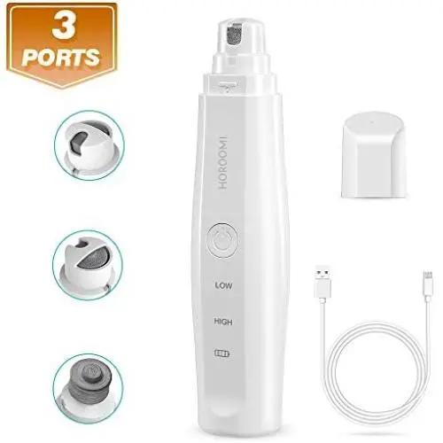 HOROOMI Dog Nail Grinder, Pet Nail Grinder Adjustable 2-Speed Electric Rechargeable Pet Nail Trimmer Painless Grooming & Smoothing for Small Medium Large Dogs & Cats