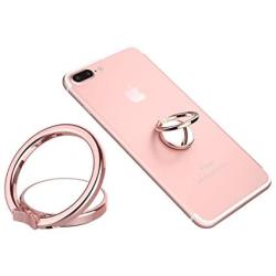 Phone Ring Finger Holder, Stand & Mirror - MAXIMEST 360° Grip & Kickstand Accessory for Cell Phone iPhone 6 7 8 Plus X, Samsung Galaxy S6 S7 S8 Note 8, Tablets: iPad, Tab. Universal Fit (Rose Gold)