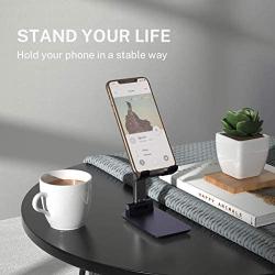 Phone Stand Foldable Portable Desktop Stand Adjustable Height and Angle Phone Holder for Desk Sturdy Aluminum Metal Stand Compatible with Smartphone/iPad/Kindle/Tablet (Navy Blue)