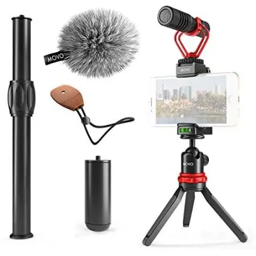 Movo VXR10+ Smartphone Video Rig with Mini Tripod, Phone Grip, and Video Microphone Compatible with iPhone 11, 11 Pro, XS, XR, X, 8, 7, 6S, 6, 5S and Android - for YouTube, Filming, Vlogging Kit Gear Movo VXR10+ Smartphone Video Rig with Mini Tripod, Phone Grip, and Video Microphone Compatible with iPhone 11, 11 Pro, XS, XR, X, 8, 7, 6S, 6, 5S and Android - for YouTube, Filming, Vlogging Kit Gear