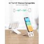 UGREEN Cell Phone Stand for Desk Adjustable Phone Holder Dock Compatible for iPhone 11 Pro Max XS XR 8 Plus 6 7 6S Smartphone, Foldable and Portable (White)