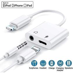 Headphone Adapter for iPhone Charger, 2 in 1 Lightning to 3.5mm iPhone Jack AUX Audio Adapter & Charger for iPhone 11/11 Pro/XS/XR/X/8 7 6, iPad, iPod, Support Calling & Music Control iOS 11/12/13