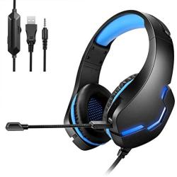 PS5 Gaming Headset Retractable Headband Noise Cancelling MIC for/PC/PS4/Mobile Phone Wired Headphones with LED Light