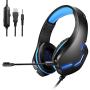 PS5 Gaming Headset Retractable Headband Noise Cancelling MIC for/PC/PS4/Mobile Phone Wired Headphones with LED Light