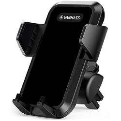 VANMASS Car Phone Holder, Adjustable Cell Phone Mount, Universal Air Vent Cradle with One Button Release, Sturdy 2 Level Clip, Full Silicone Protection, Compatible 3.5"-6.5" Phone & Cases