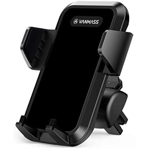 VANMASS Car Phone Holder, Adjustable Cell Phone Mount, Universal Air Vent Cradle with One Button Release, Sturdy 2 Level Clip, Full Silicone Protection, Compatible 3.5"-6.5" Phone & Cases