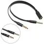 Headphone Splitter Cable for PC, Rellyuar Headset Mic and Audio Splitter Cable, Headphone Mic Splitter 3.5mm Female to 2 Male Gold Plated Headphone Mic Audio Y Splitter Flat Cable(Black)