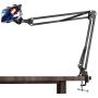 ChromLives Phone Overhead Video Stand Articulating Arm Phone Mount Overhead Table Top Mount Flexible 360° Rotation Cell Phone Clip Holder for Streaming Phone Baking Crafting Videos Cooking and More